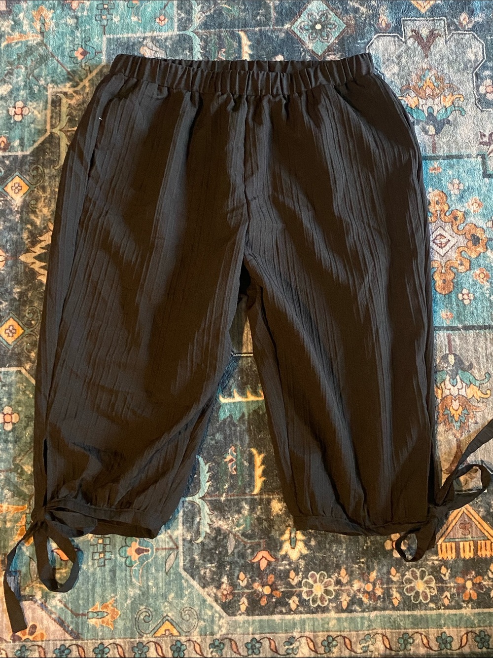 SHEIN Black Elastic-Waist Tie-Hem Casual Shorts